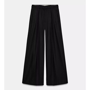 Zara Women Collection Black Wide-Leg Pleated Pants